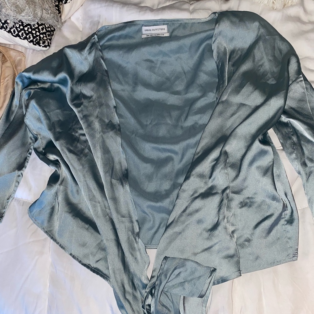 Urban Outfitters blue silk tie top
